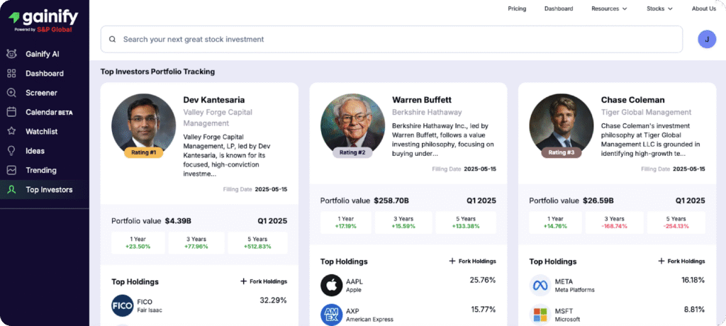 Gainify Follow Top Investors and Insiders