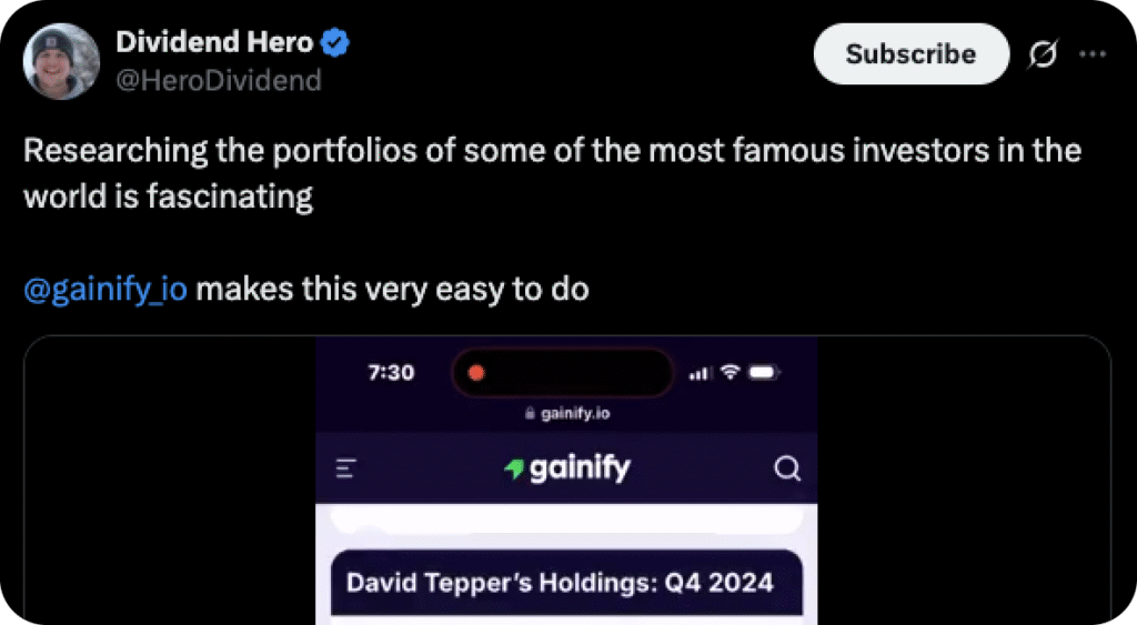 Gainify feedback Dividend Hero