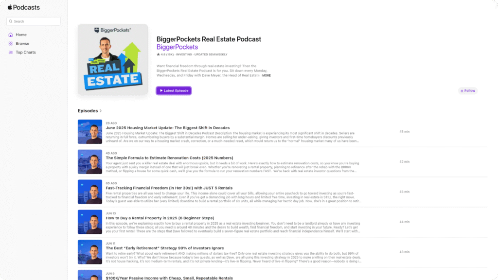 best investing podcasts - BiggerPockets Real Estate Investing Podcast