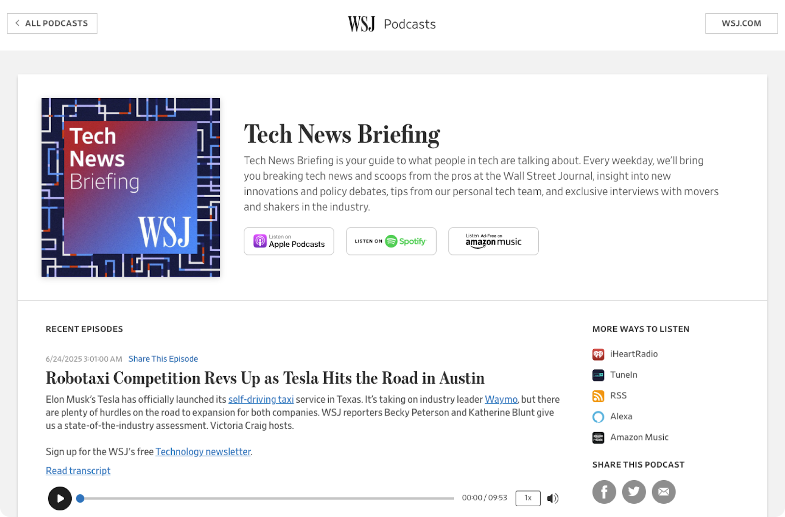best investing podcasts - WSJ Tech News Briefing