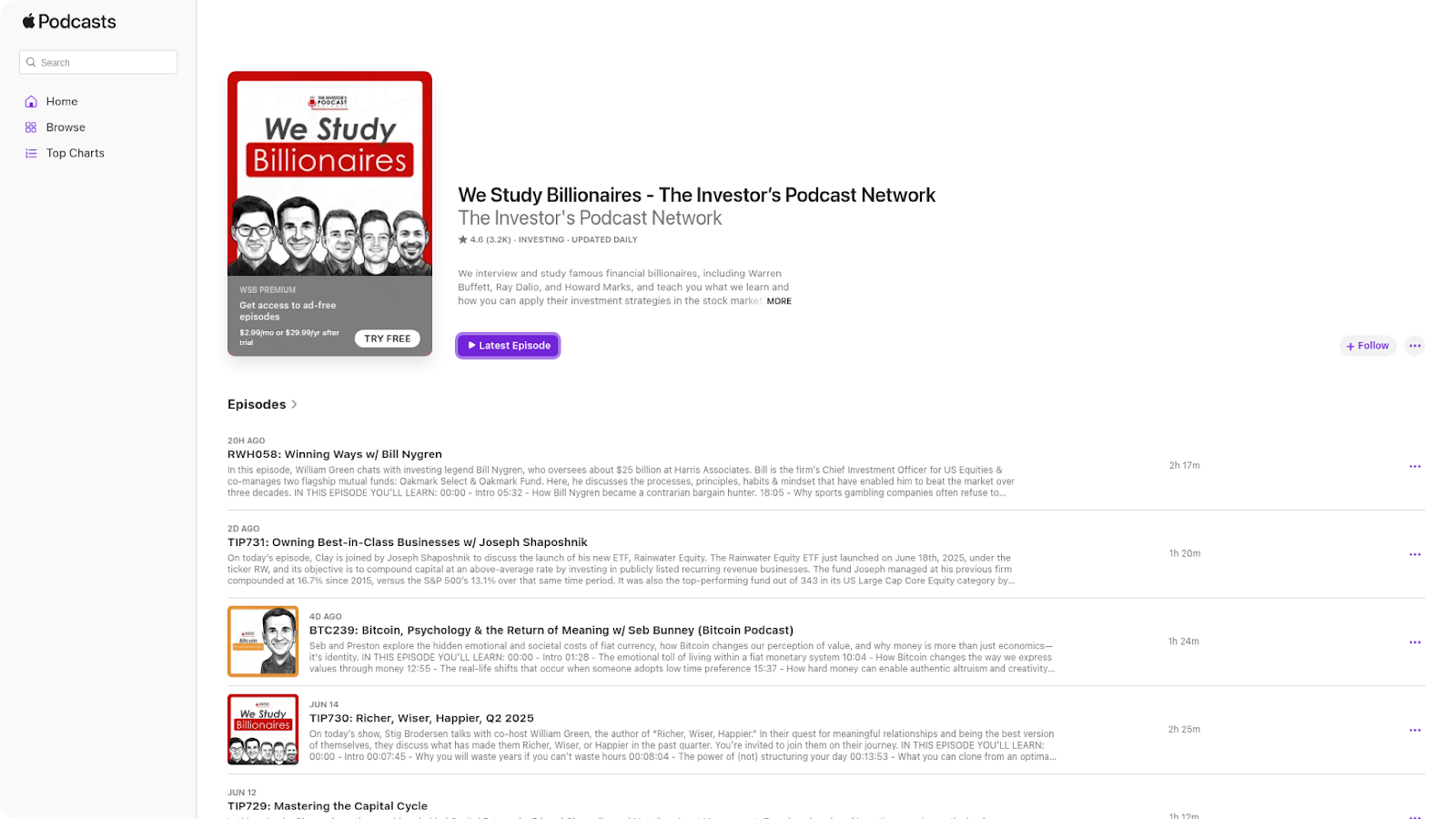 best investing podcasts - We Study Billionaires