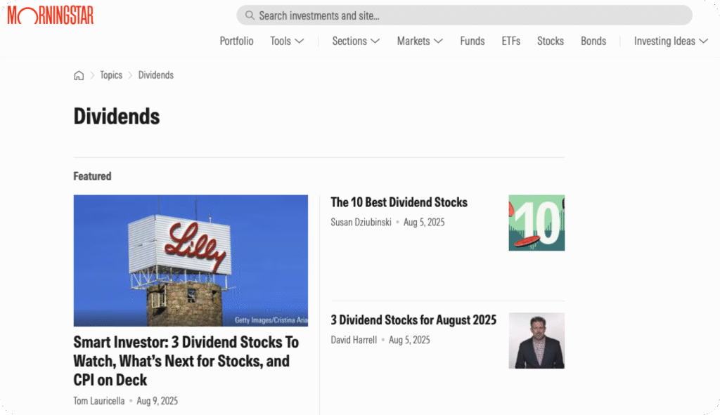Best Dividend Tracker - Gainify.io - Morningstar