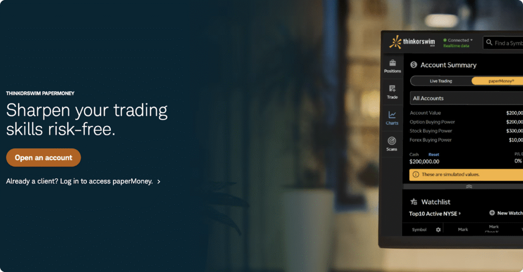 best paper trading apps - Charles Schwab thinkorswim paperMoney