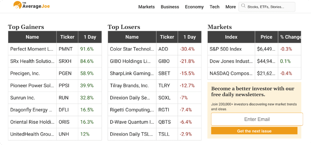 financial newsletters - The Average Joe