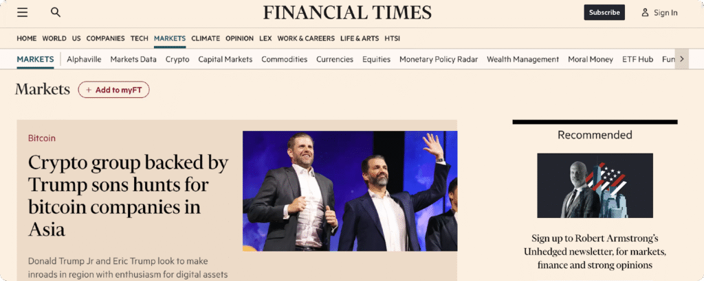 financial newsletters - The Financial Times