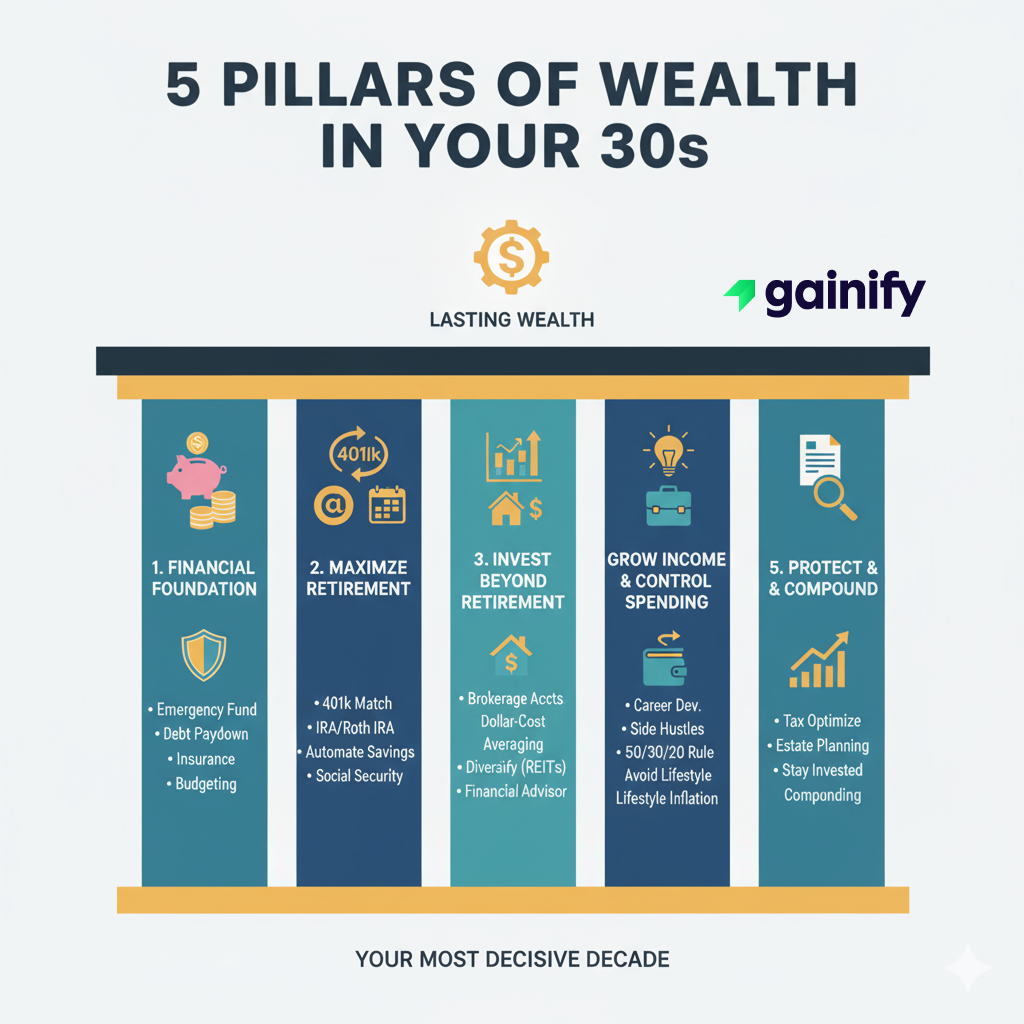 how to build wealth in your 30s - 5 Pillars of Wealth in your 30s