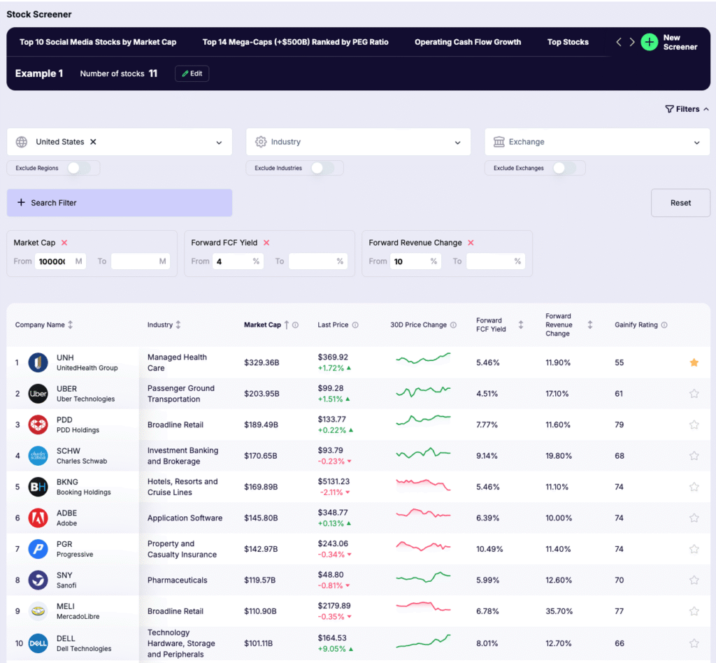 how to screen stocks - Example 1