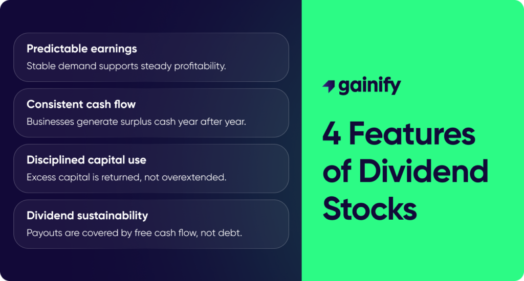 dividend vs growth stocks - features of dividend stocks
