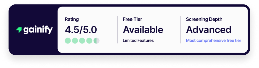 best free stock screener - Gainify - rating