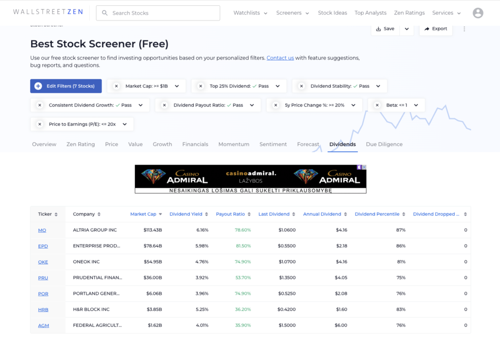 best free stock screener - WallStreetZen