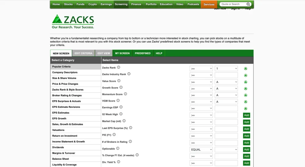 best stock screeners - ZACKS