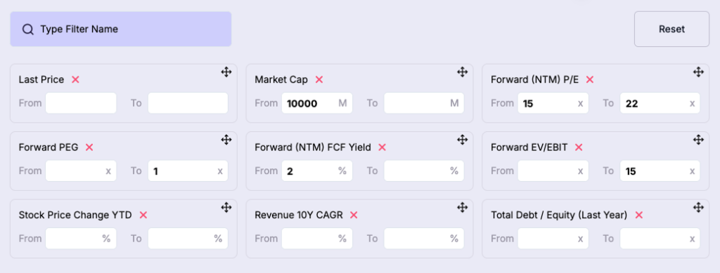 how to use stock screeners - Select screening filters